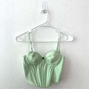 Zara TRF Trafaluc Corset Crop Top Mint Green